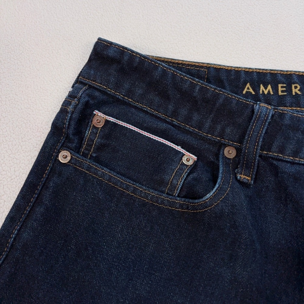 American Eagle Selvedge Jeans Men's 32x33 Blue 100% Cotton Slim Button Fly Denim - Picture 6 of 16